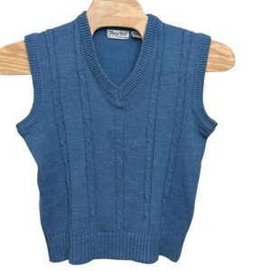 Vintage Troy Hill Sweater Vest Men's Size Large Gray‎ Cable Knit Blue